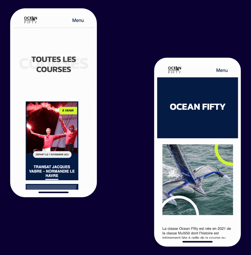 Webdesign mobile et écoresponsable du site Ocean Fifty