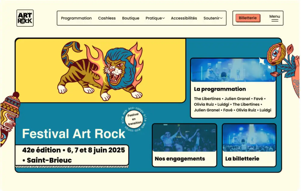 maquette graphique festival art rock refonte web david daumer