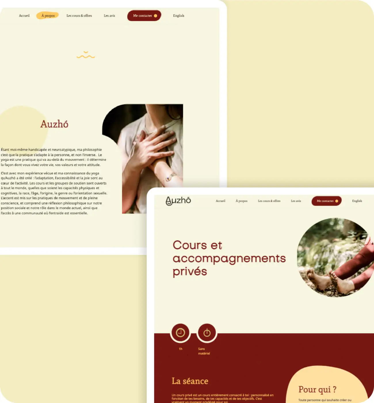 maquette web yoga accessible de auzho
