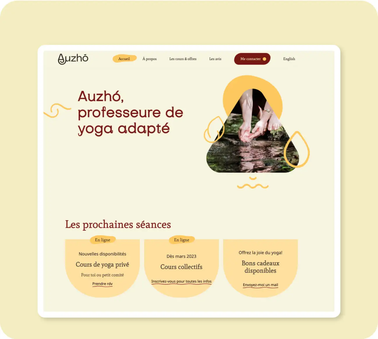 webdesign accueil site web yoga auzho