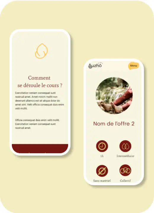 webdesign mobile du site internet de yoga Auzho