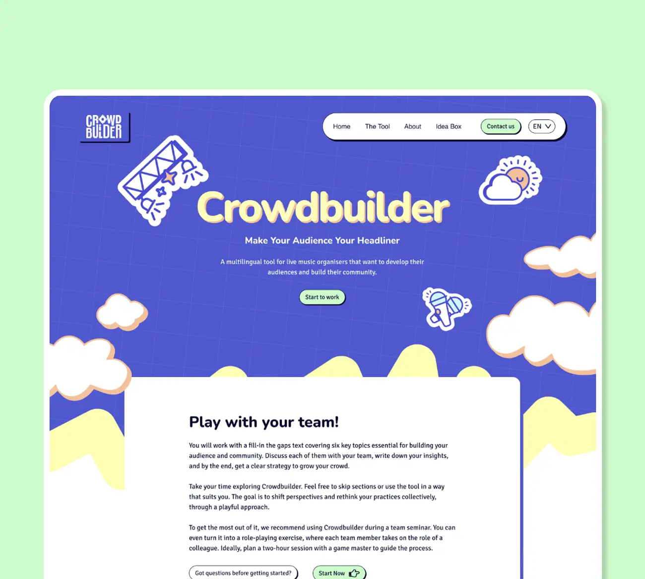 maquette home crowdbuilder website design nantes